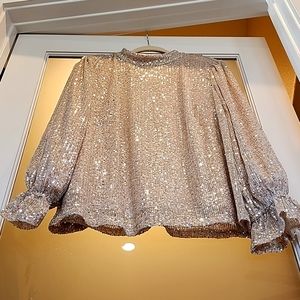 Wedding READY!!  Lane Bryant  Sequins blouse with bubble sleeve/dainty cuff.